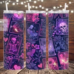 Pink and Purple Tarot Card Metal Insulated Tumbler